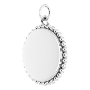 Sterling Silver Engravable Beaded Disc Charm/Pendant