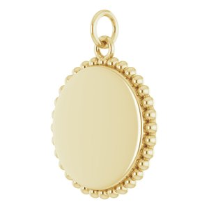 18K Yellow Gold Vermeil Engravable Beaded Disc Charm/Pendant