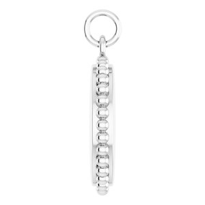 14K White Gold Engravable Beaded Disc Charm/Pendant