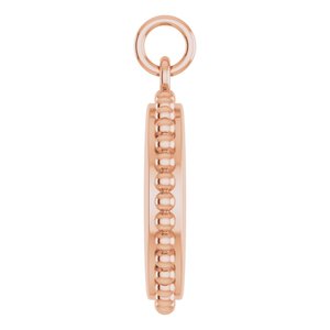 14K Rose Gold Engravable Beaded Disc Charm/Pendant