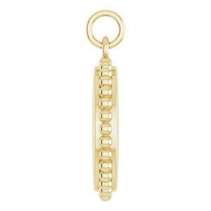18K Yellow Gold Vermeil Engravable Beaded Disc Charm/Pendant