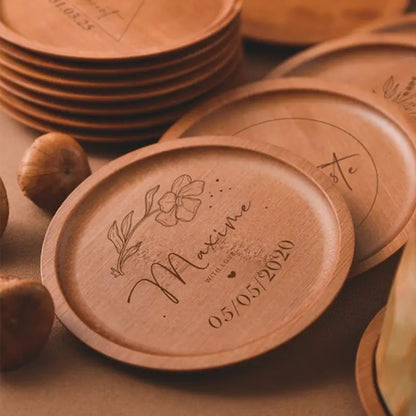 Custom Wooden Coasters with Engraving – Personalized Gift for Housewarming, Weddings, Birthdays & Holiday Celebrations