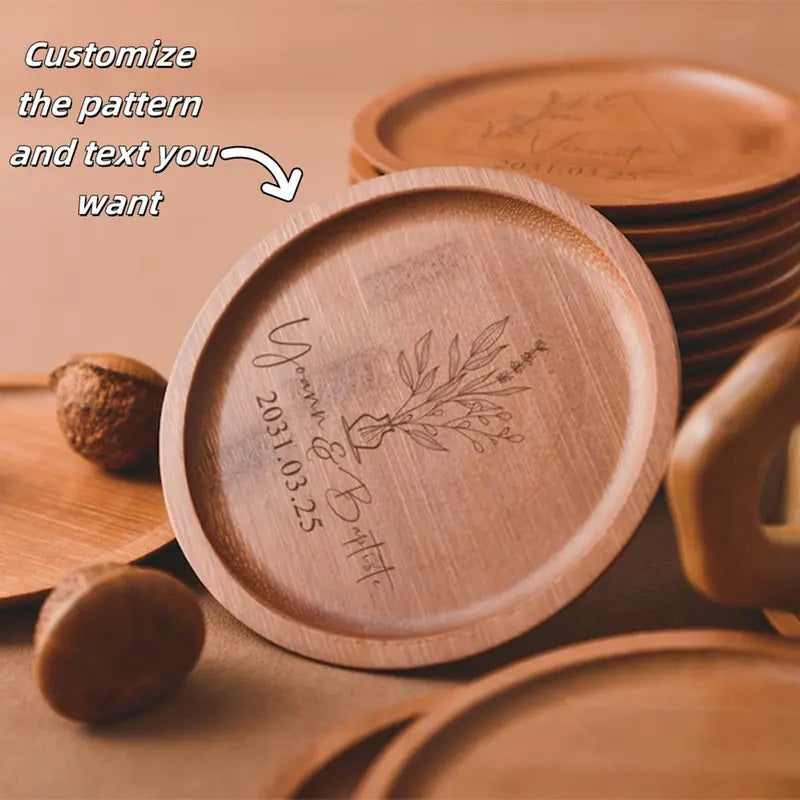 Custom Wooden Coasters with Engraving – Personalized Gift for Housewarming, Weddings, Birthdays & Holiday Celebrations