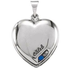 14K White Gold 1-Stone Engravable Family Heart Pendant Mounting