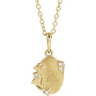 Accented Engravable Floral Necklace or Pendant