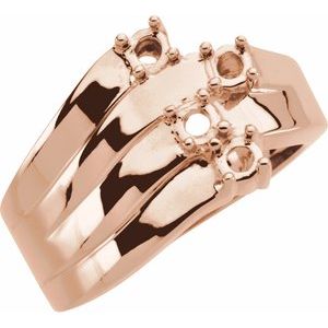 18K Rose Gold 4-Stone Family Engravable Ring Mounting