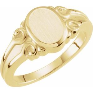 14K Yellow Gold 9.7x8 mm Oval Signet Ring