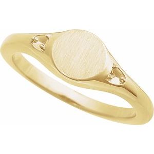 10K Yellow Gold 2 mm Round Accented Signet Ring Mounting