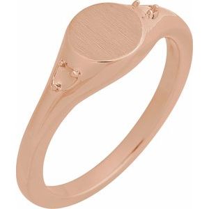 18K Rose Gold 2 mm Round Accented Signet Ring Mounting
