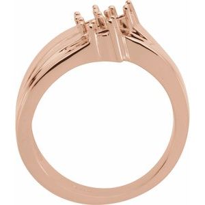 18K Rose Gold 4-Stone Family Engravable Ring Mounting