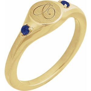 10K Yellow Gold 2 mm Round Accented Signet Ring Mounting