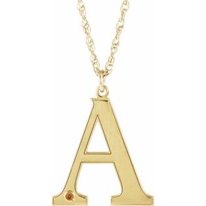 Engravable Imitation Citrine Initial A 18" Necklace