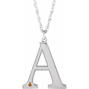 Engravable Imitation Citrine Initial A 18" Necklace