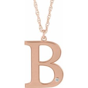 Engravable Imitation Diamond Initial B 18" Necklace