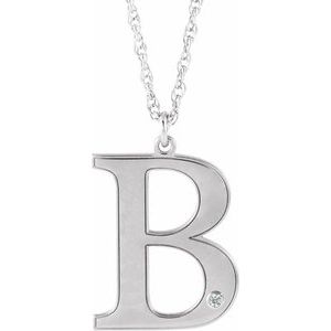 Engravable Imitation Diamond Initial B 18" Necklace