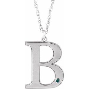 Engravable Imitation Alexandrite Initial B 18" Necklace