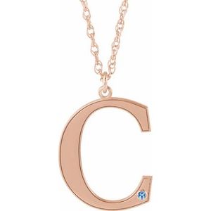 Engravable Imitation Aquamarine Initial C 18" Necklace