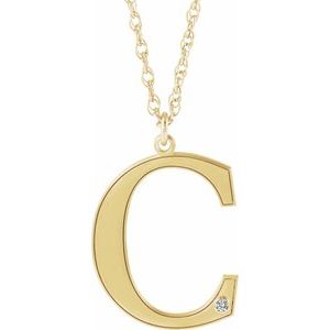 Engravable Imitation Diamond Initial C 18" Necklace