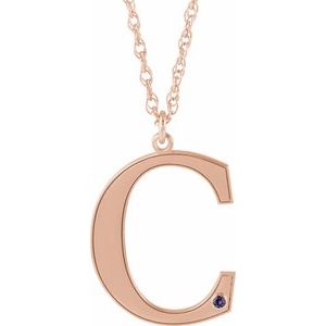 Engravable Imitation Alexandrite Initial C 18" Necklace