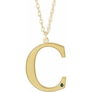 Engravable Imitation Peridot Initial C 18" Necklace