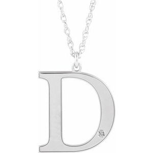 Engravable Imitation Diamond Initial D 18" Necklace