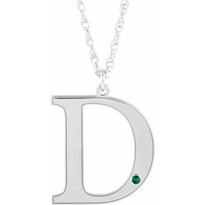 Engravable Imitation Emerald Initial D 18" Necklace
