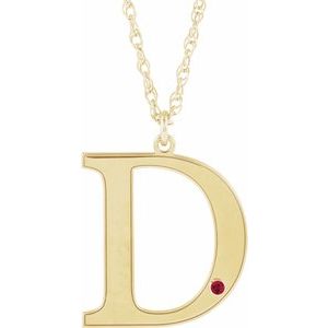 Engravable Imitation Ruby Initial D 18" Necklace