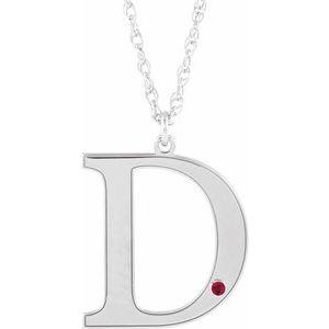 Engravable Imitation Ruby Initial D 18" Necklace