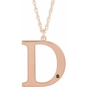 Engravable Imitation Peridot Initial D 18" Necklace