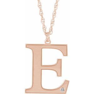 Engravable Imitation Diamond Initial E 18" Necklace