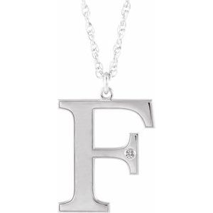 Engravable Imitation Diamond Initial F 18" Necklace
