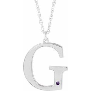 Engravable Imitation Amethyst Initial G 18" Necklace