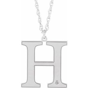 Engravable Imitation Diamond Initial H 18" Necklace