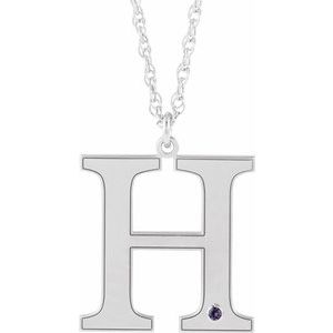 Engravable Imitation Alexandrite Initial H 18" Necklace