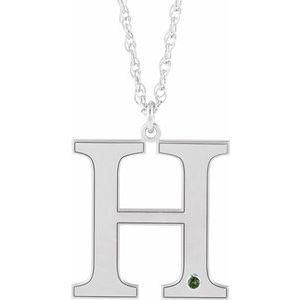 Engravable Imitation Peridot Initial H 18" Necklace