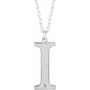 Engravable Imitation Diamond Initial I 18" Necklace