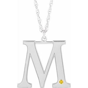 Engravable Imitation Citrine Initial M 18" Necklace