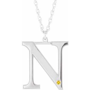 Engravable Imitation Citrine Initial N 18" Necklace