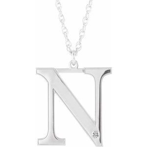 Engravable Imitation Diamond Initial N 18" Necklace