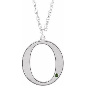 Engravable Imitation Peridot Initial O 18" Necklace