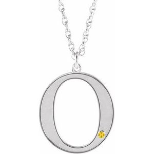 Engravable Imitation Citrine Initial O 18" Necklace