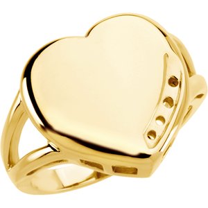 10K Yellow Gold 4-Stone Engravable Family Heart Ring Mounting