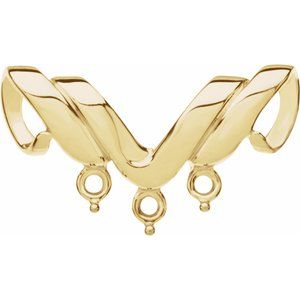 18K Yellow Gold 3-Stone Engravable Family Slide Pendant Mounting