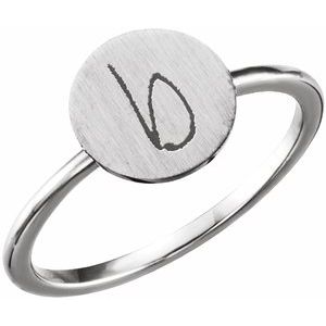 14K White Gold Be Posh�� Engravable Signet Ring