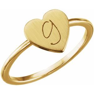 14K Yellow Gold Be Posh�� Engravable Heart Signet Ring