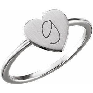 Continuum Sterling Silver Be Posh�� Engravable Heart Signet Ring