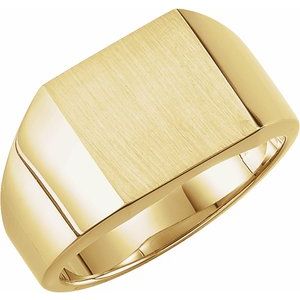 14K Yellow Gold 12 mm Square Signet Ring