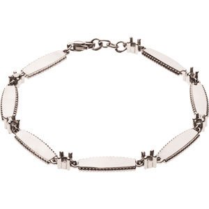 14K White Gold 6-Stone Engravable Family Bracelet Mounting