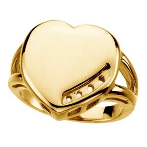 10K Yellow Gold 4-Stone Engravable Family Heart Ring Mounting