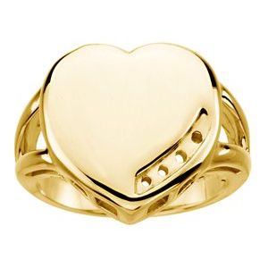 10K Yellow Gold 4-Stone Engravable Family Heart Ring Mounting